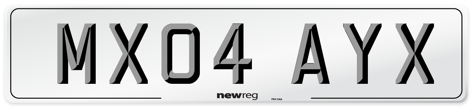 MX04 AYX Number Plate from New Reg